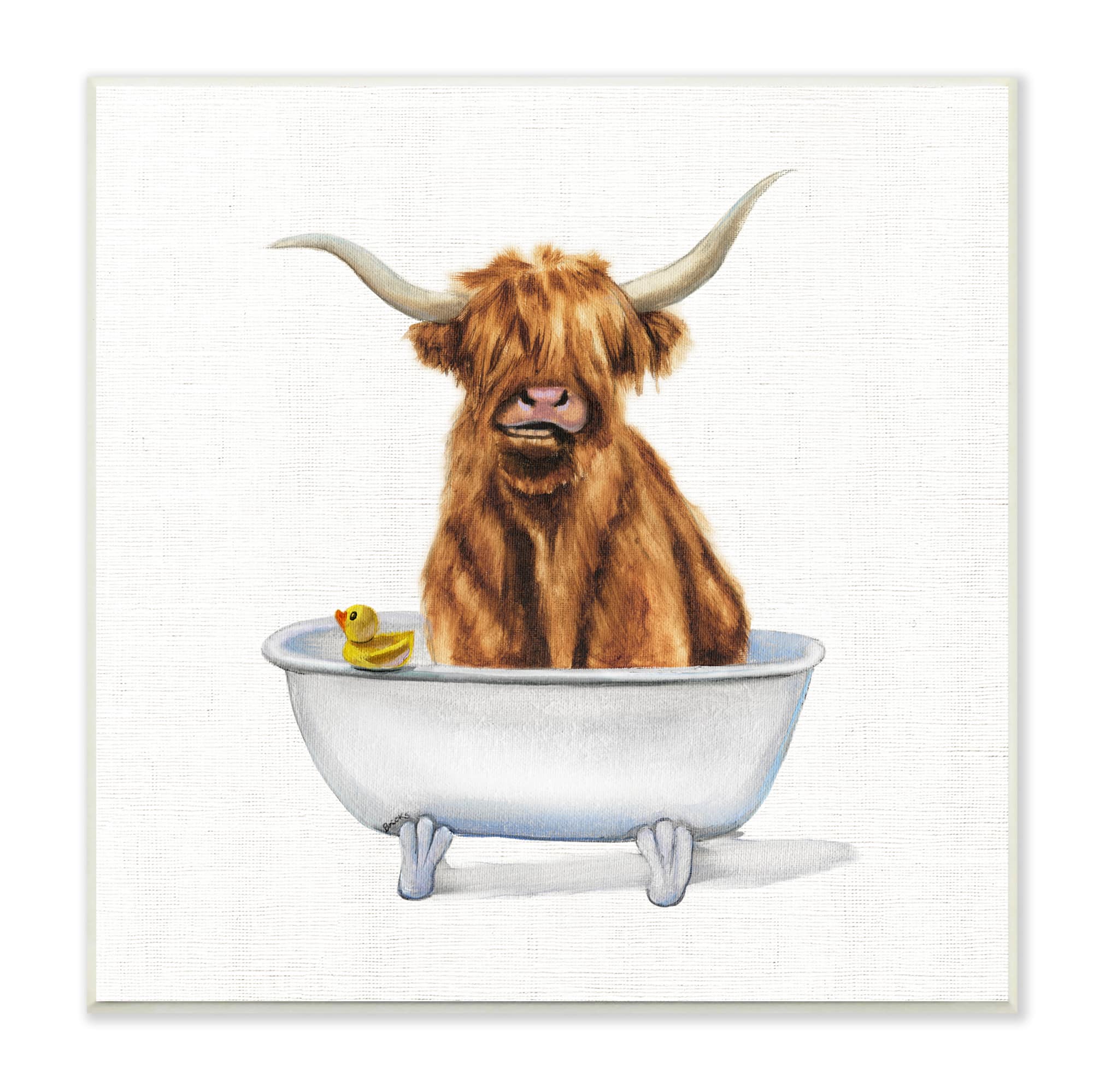 Stupell Industries Shaggy Country Cattle in Bathtub Rubber Duck,12" x 12"